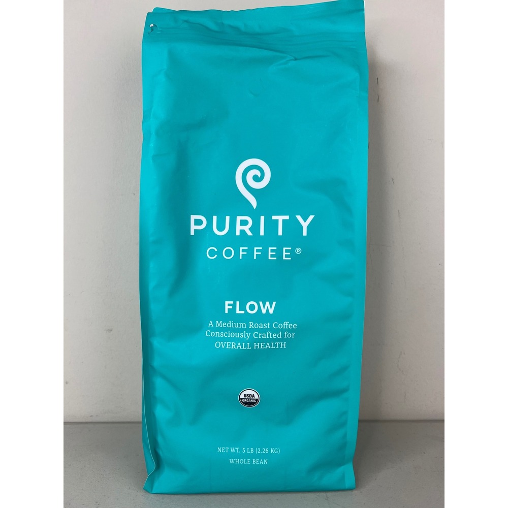 NEW Purity Coffee FLOW Whole Bean 5lb USDA Organic Medium Roast Coffee